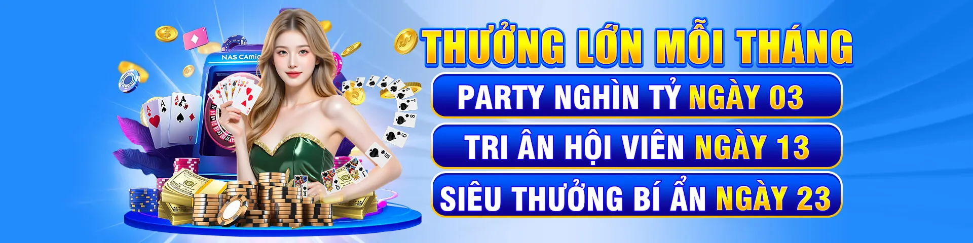 Một người chơi đang vui vẻ với máy đánh bạc kỹ thuật số trên nền xanh vàng của luckywin nổ hũ